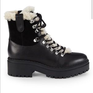 Marc Fisher Black leather Nalina lace up winter booties